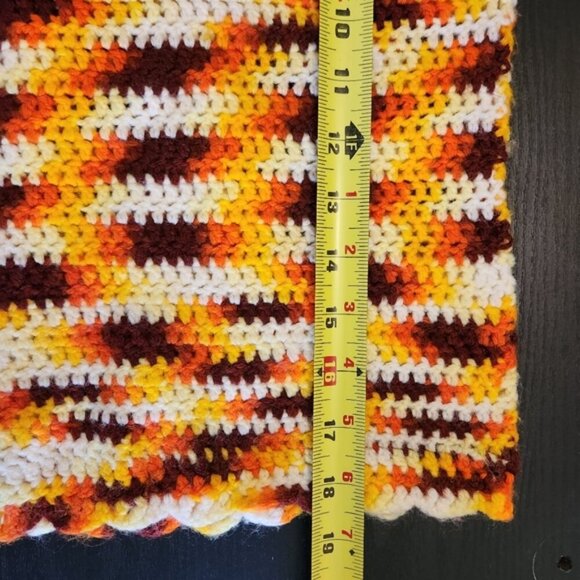 Vintage 1970s Girl Orange Crochet Crop Sweater Boho Bohemian 70s Handmade - Picture 7 of 9